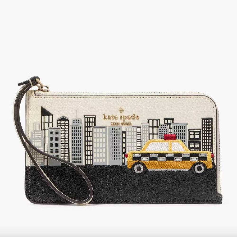 🚕 🍎 NWT Kate Spade New York NYC Big Apple Small L-zip Wristlet